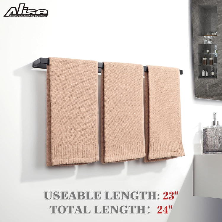 Alise Bath Towel Bars,24 Inch Towel Holder Towel Racks for Bathroom and Lavatory,SUS304 Stainless Steel Hand Towel Hanger Rail Wall Mount,Matte Black GJF060-B