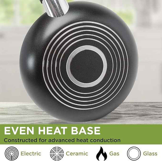 Ecolution Easy Clean Ceramic Nonstick Cookware Set, Dishwasher Safe Kitchen Pots and Pans Set, Comfort Grip Handle, Even Heating, Ultimate Food Release, 26-Piece, Black
