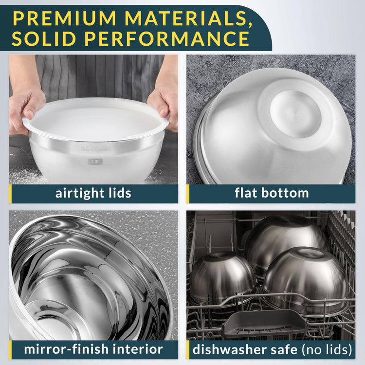 Stainless Steel Mixing Bowls with Lids Set of 5 (5 Count)