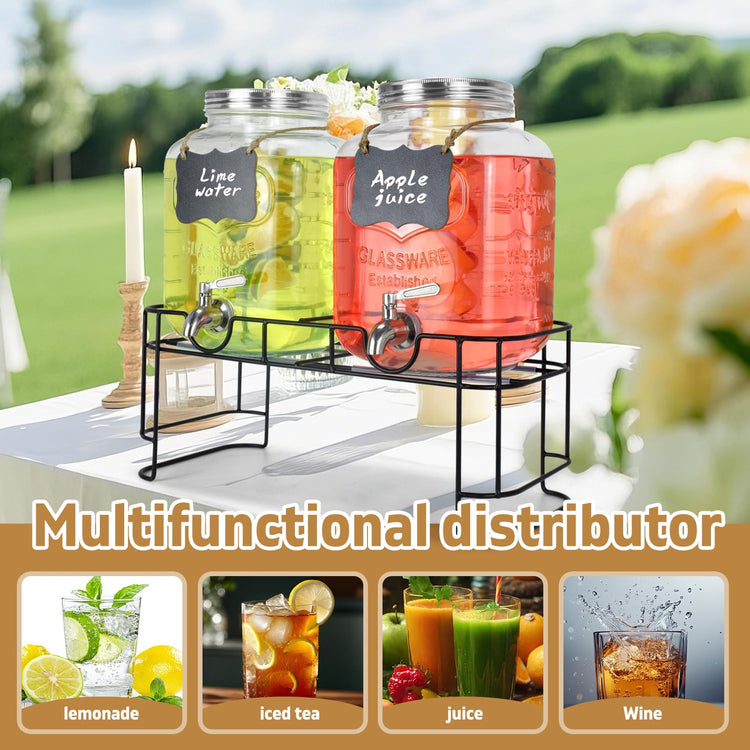 Gallon Glass Drink Dispensers For Parties 2PACK.1.5Gallon Beverage Dispenser (2 Count)