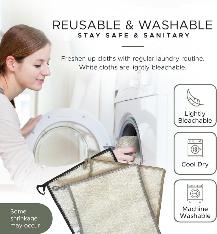 Whiffkitch Dishcloths & Dish Towels for Kitchen - Reusable, Hygienic, Quick Drying, Durable Kitchen Washcloth, Absorbent, Scrub-Non-Scratch, 6x7 Inches Neutral Color, 6 Pack - Nestoria