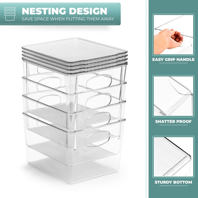 Medium Plastic Storage Bins with Lids (8 Count)