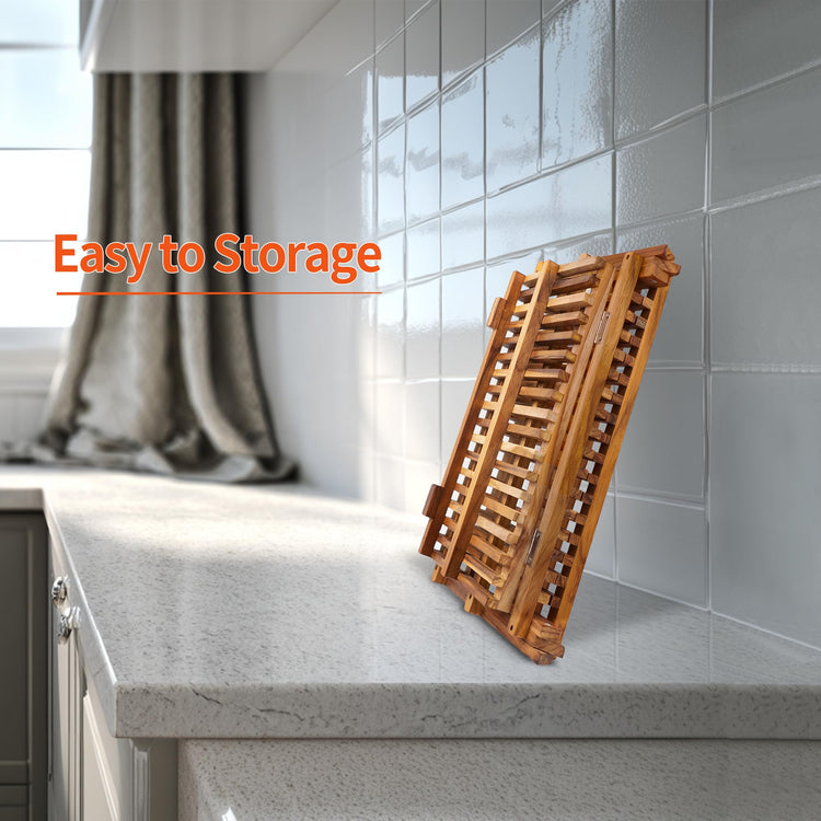 Teak Dish Drying Rack Collapsible