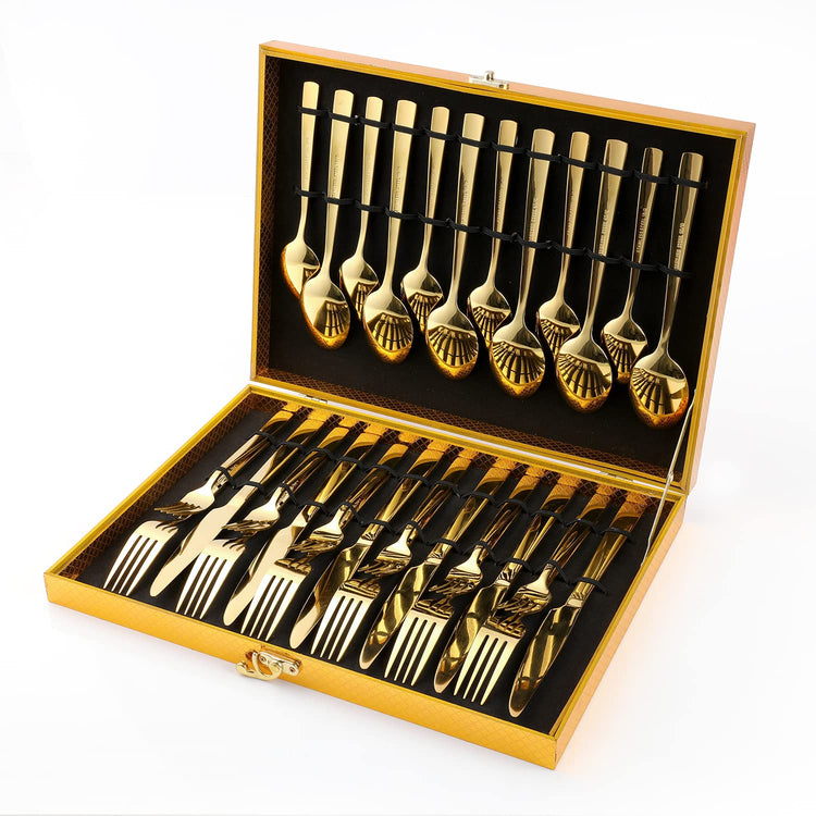 Gold Silverware Set (30 Count)