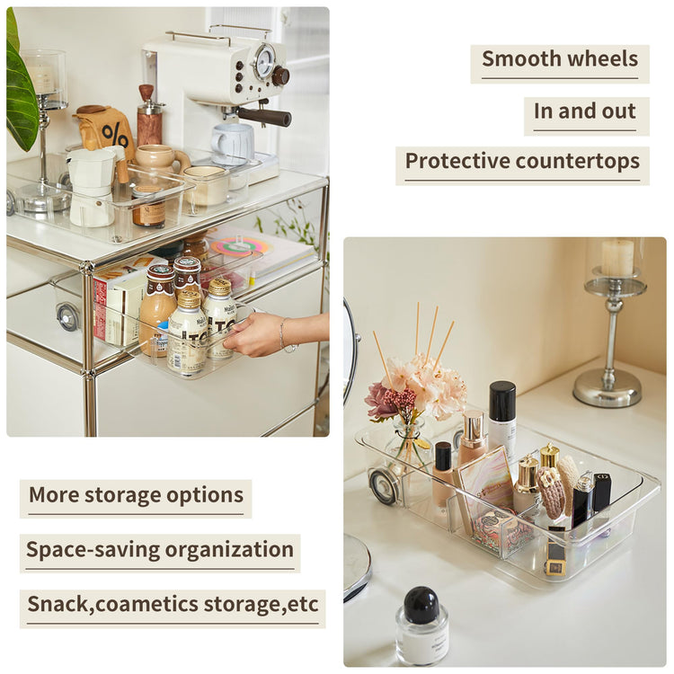 Roll Out Refrigerator Organizers and Storage (3 Compartments)