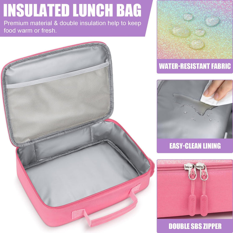 Kids Bento Snack Lunch Box with Thermo Insulated Toddler Lunch Bag