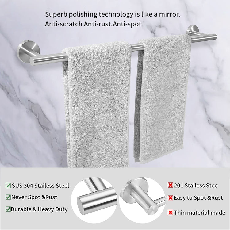 2 Pieces Brushed Nickel Bathroom Towel Bar