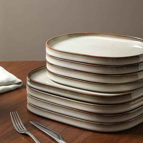 Stone Lain Cairo 24-Piece Dinnerware Set Stoneware, Plates and Bowls Set, Microwave and Dishwasher Safe, Includes Dinner and Salad Plates, Cereal Bowls, Dishes for 8, Grey