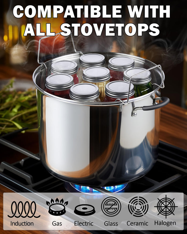 Stainless Steel Water Bath Canning Pot with rack and Lid