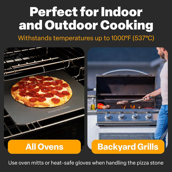 Baking Steel - The Original Ultra Conductive Pizza Stone (14"x16"x1/4") - The Original Baking Steel for Pizza & Bread for Indoor & Outdoor Use - Pre-Seasoned, Naturally Non-Stick Surface & Crack-Proof - Nestoria