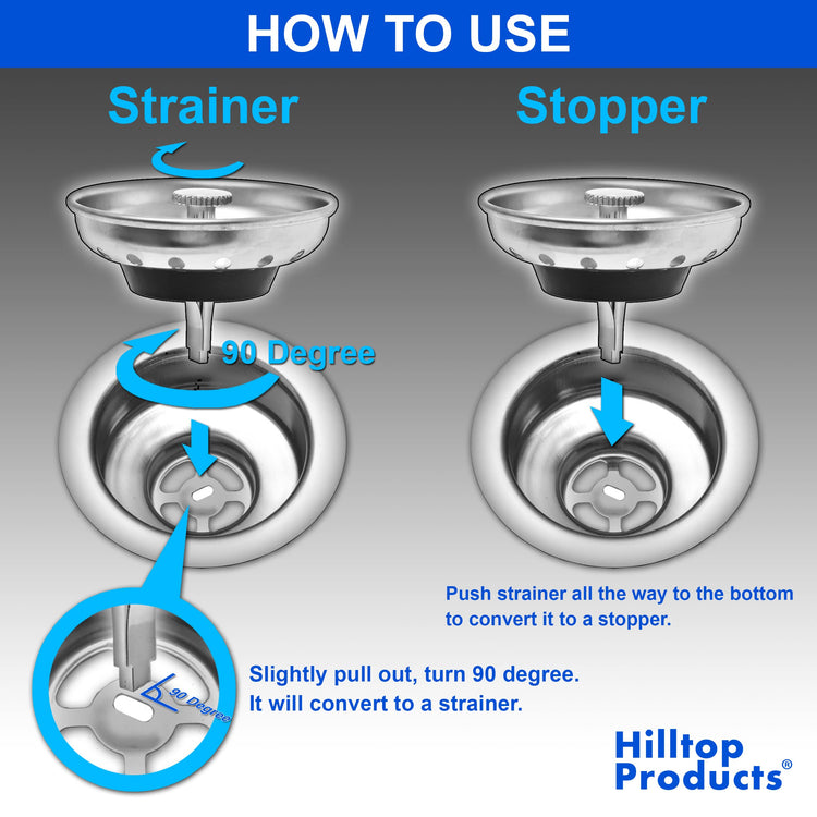 2 Pack Kitchen Sink Strainer and Stopper Combo Basket Replacement for Standard 3 (2 Count)