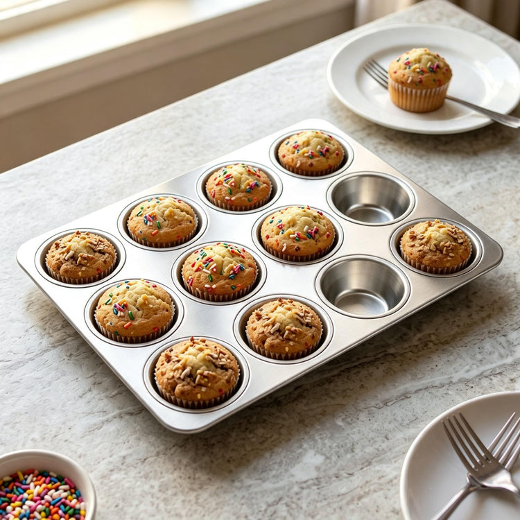 Stainless Steel Muffin Cupcake Pan 12 Cups (2.5 Count)