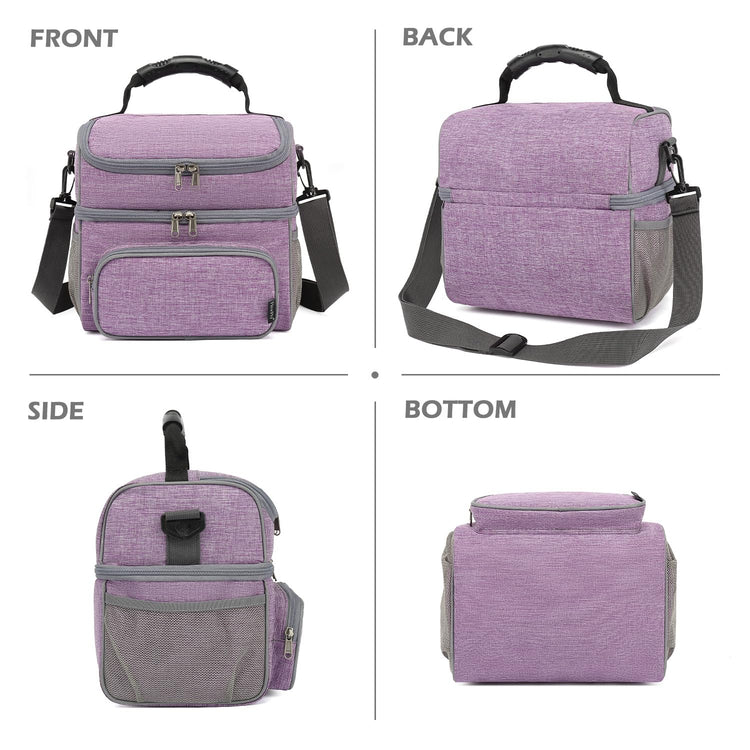 Double Layer Cooler Insulated Lunch Bag Adult Lunch Box Large Tote Bag for Men (2 Count)