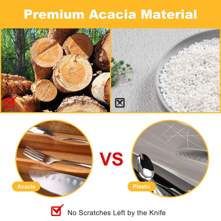 Kitchen Acacia Silverware Organizer