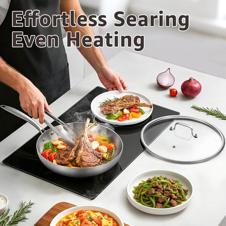 8 Inch Stainless Steel Frying Pan with Lid