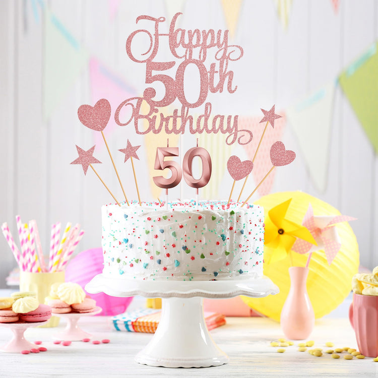 50th Birthday Cake Decorations (9 Count)