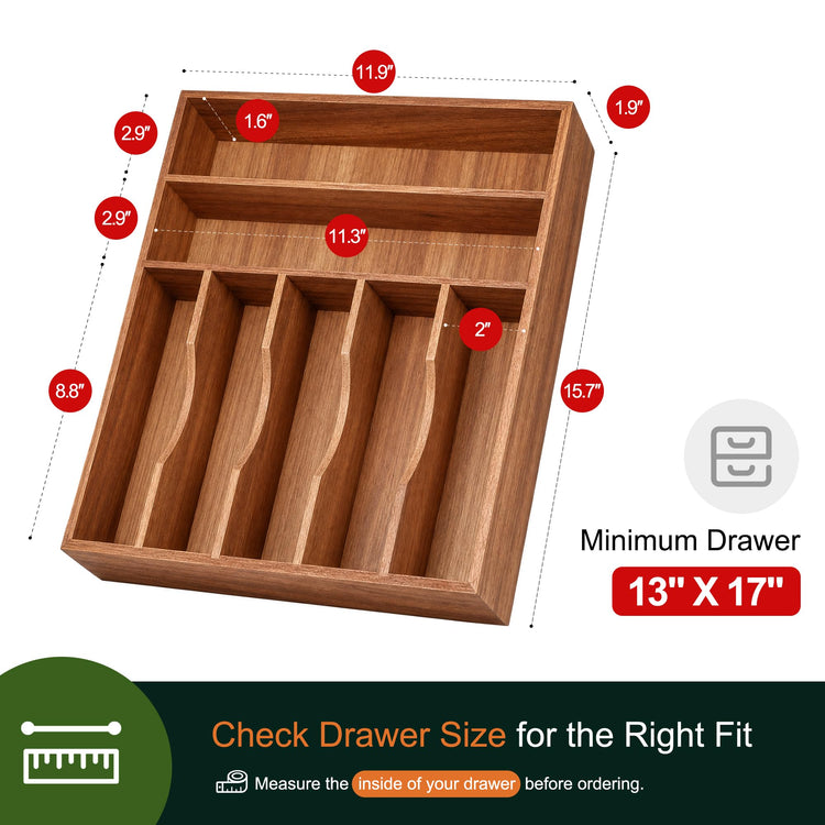 Kitchen Acacia Silverware Organizer