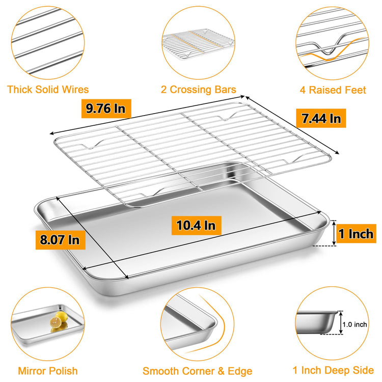 Small Baking Sheet with Wire Rack for Toaster Oven