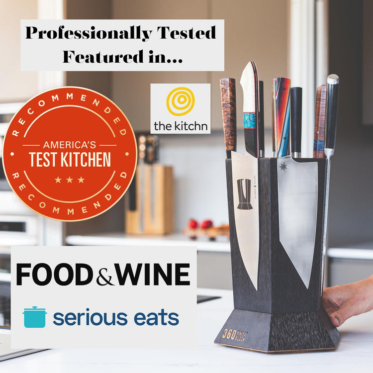 Walnut) ROTATING Magnetic knife block