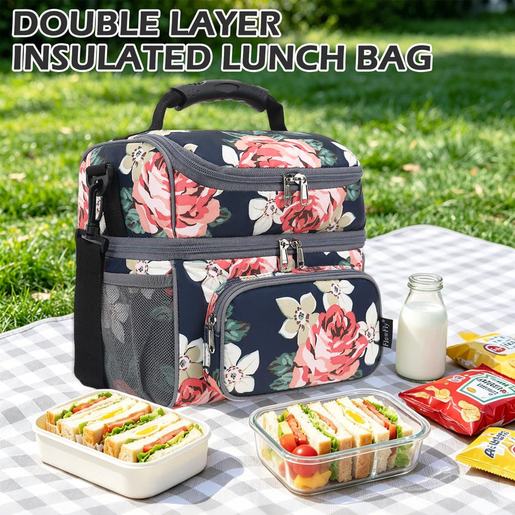 Double Layer Cooler Insulated Lunch Bag Adult Lunch Box Large Tote Bag for Men