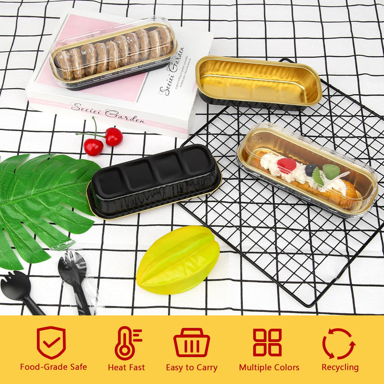 Mini Loaf Pans with Lids 100 Pack (6.8 Fl Oz)