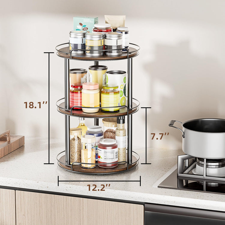 12'' Wood Lazy Susan Turntable Organizer for Cabinet