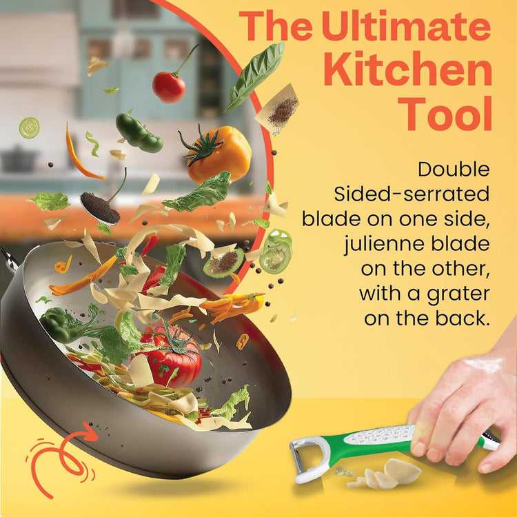 Peeler & Slicer – Ronnie Neville’s Original As Seen on TV 3-in-1 Kitchen Tool, Vegetable, Potato & Julienne Peeler, Stainless Steel Kitchen Tool, Cheese Cutter
