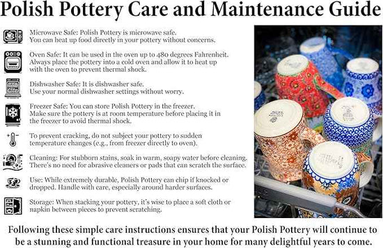 Polmedia Polish Pottery Rectangular Baker - Blue Poppies Pattern Handmade in Boleslawiec Poland by Ceramika Artystyczna + Certificate of Authenticity