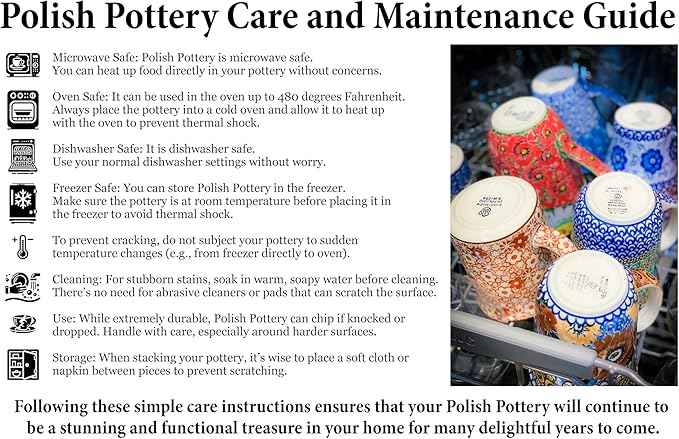 Polmedia Polish Pottery Rectangular Baker - Blue Poppies Pattern Handmade in Boleslawiec Poland by Ceramika Artystyczna + Certificate of Authenticity
