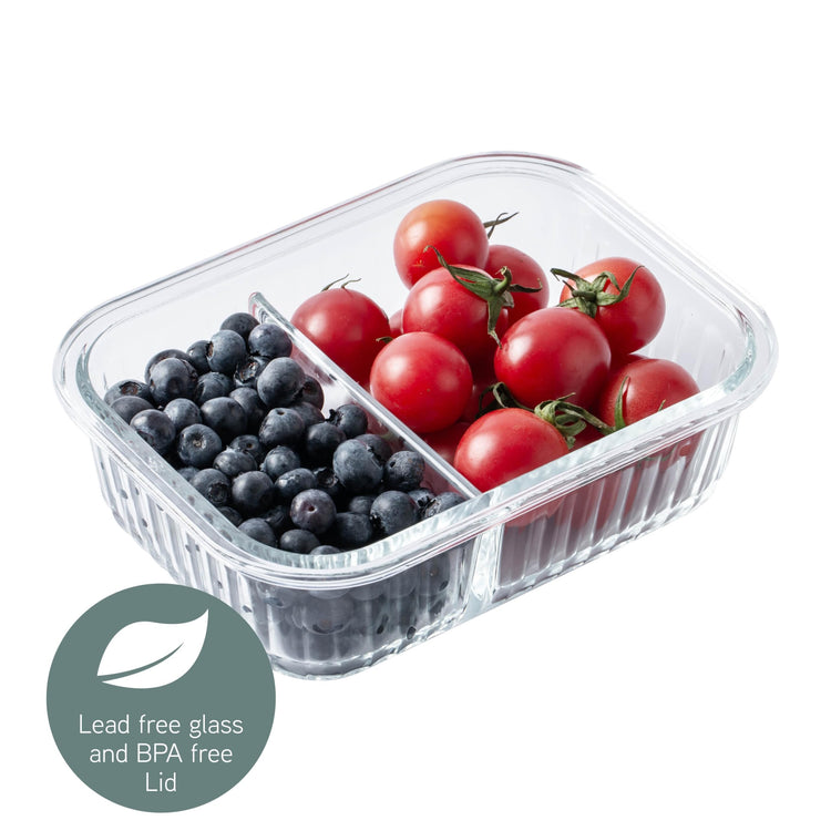 Premium 32 Pc. Borosilicate Glass Food Container Set with Dividers