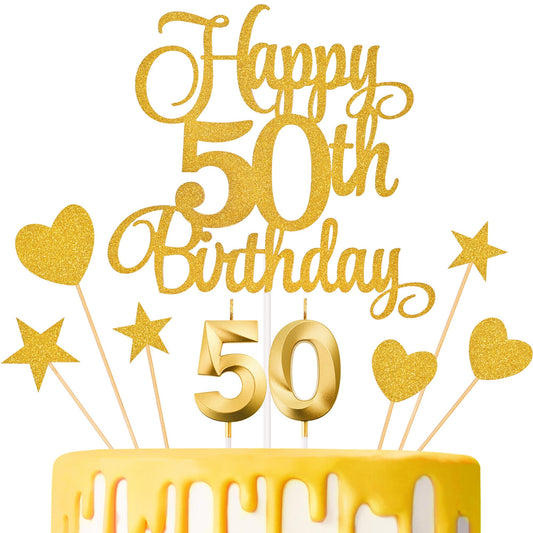 50th Birthday Cake Decorations (9 Count)