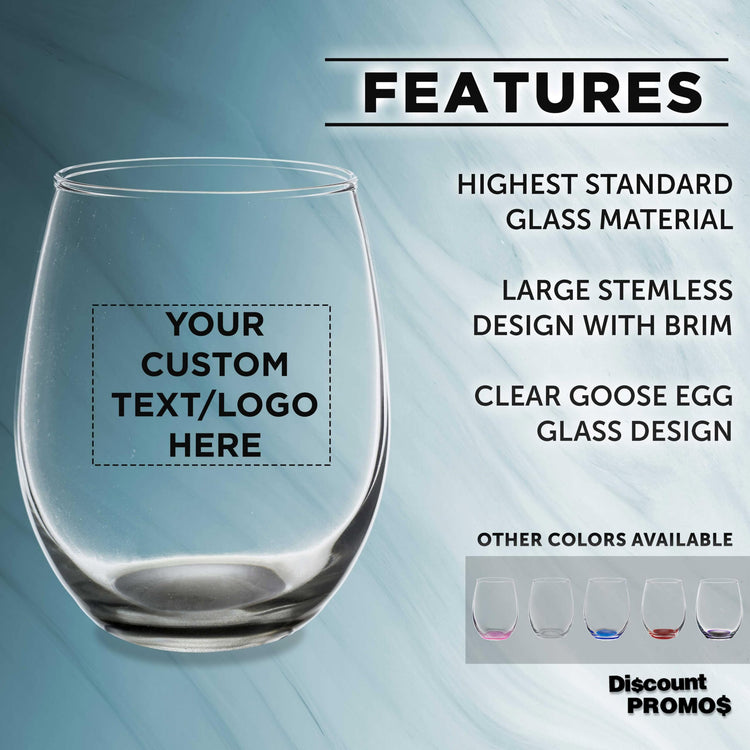 Custom Stemless Wine Glasses in Bulk by ARC Perfection (100 Count)