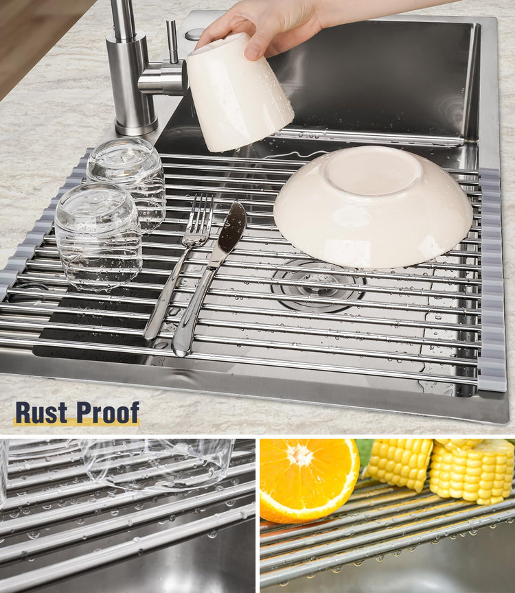 Roll Up Dish Drying Rack Over Sink