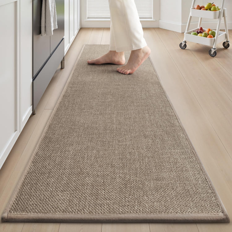 tchdio Kitchen Mats for Floor, Rubber Backed Kitchen Rugs Non Slip Washable, Superior Absorbent Kitchen Runner Rug Easy to Clean, Comfort Kitchen Floor Mat Front of Sink (Tan, 20" × 47")