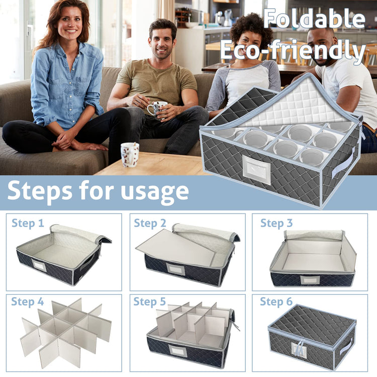 Mug and Cup Storage Box with Dividers (2 Count)