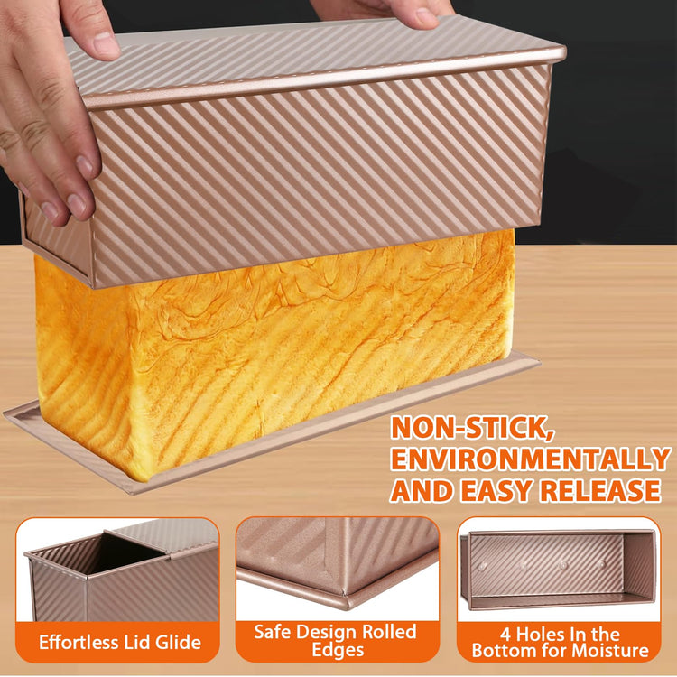 Non Stick Pullman Loaf Pan with Lid 13x4 Inch