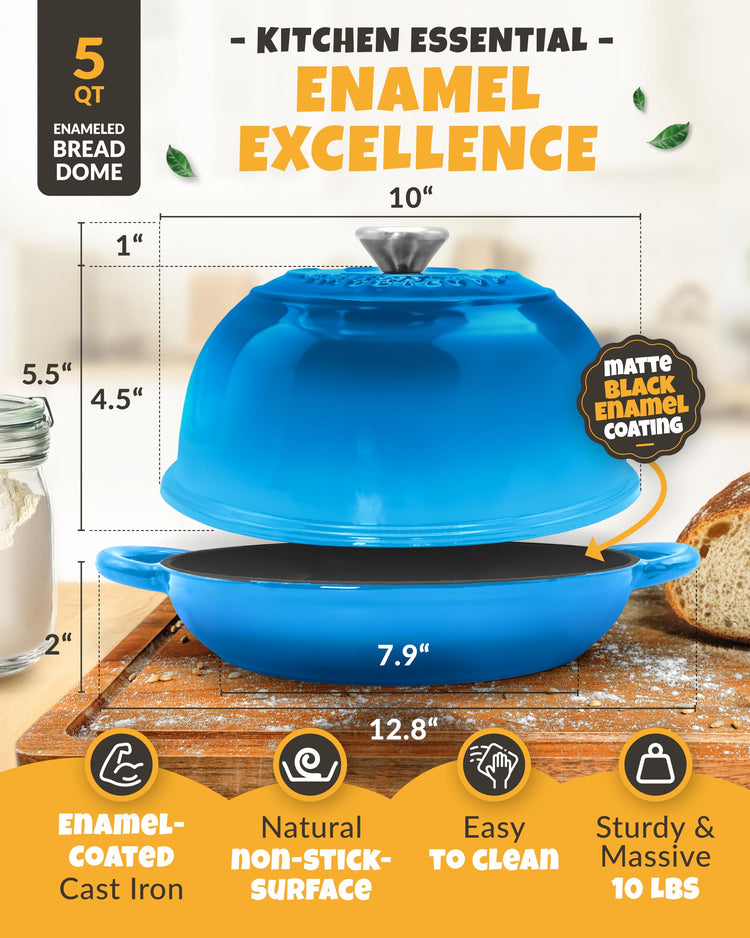 5 QT Bread Oven for Sourdough Baking with Lid & Baking Tool Set