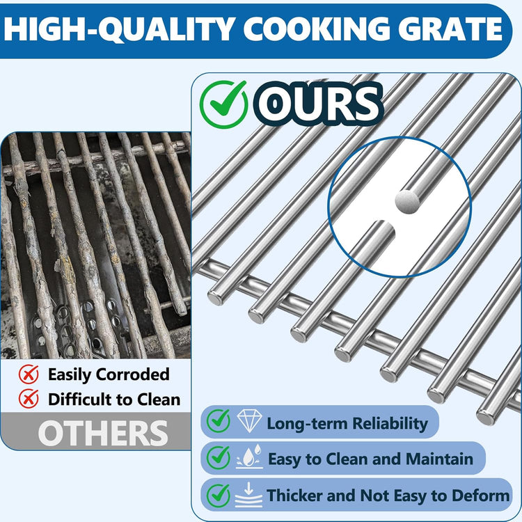 SafBbcue 16517 Cooking Grates for Bull 5 Burner Grill Replacement Parts Bull Brahma 57568 57569 57568CE 57568AGA 57569CE 57569AGA Lion Premium 90000 L90000 Grill Parts