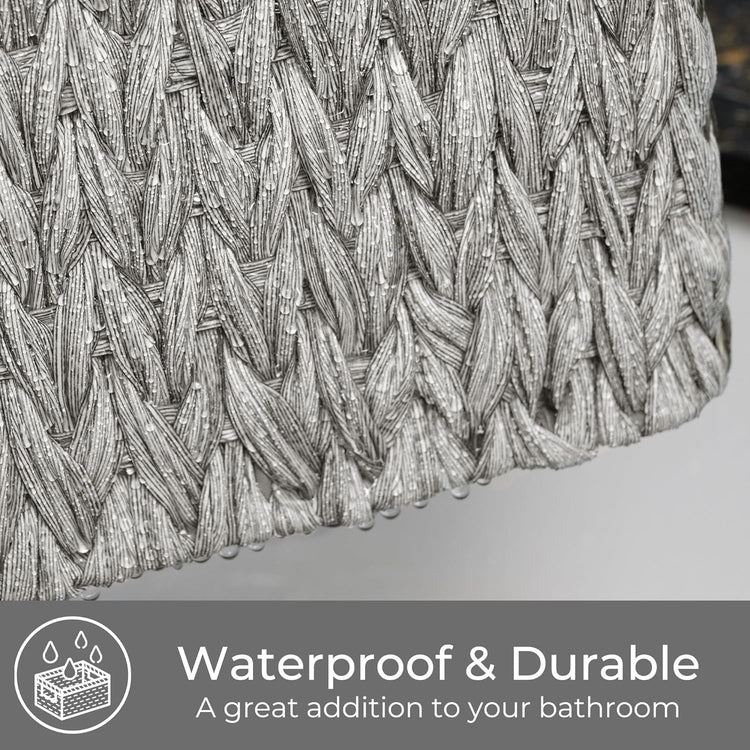 GRANNY SAYS Wicker Storage Baskets for Shelves, Waterproof Wicker Baskets for Organizing, Woven Basket for Shelves, Decorative Basket for Living Room, Grey