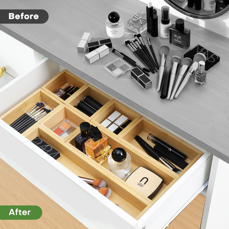 Bamboo Drawer Organizer Set (9 Count)