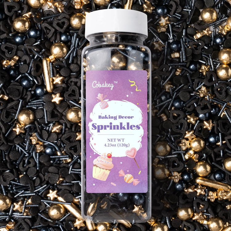Black & Gold Star Sprinkles for Cake Decorating 4.23ounce (4.23 Ounce)