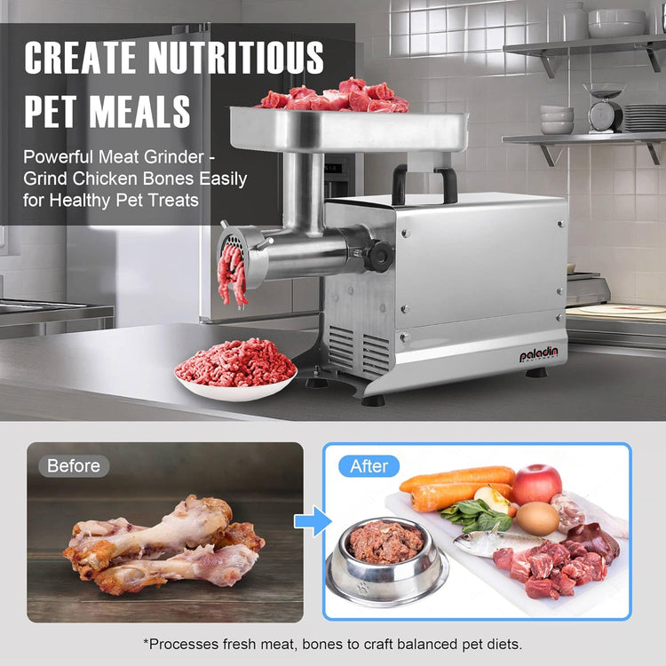 #22 Commercial Electric Meat Grinder Machine, 550lbs/h, 1HP Stainless Steel Meat Grinder Heavy Duty with Sausage Stuffer for deer processing, Pet Food, Heavy Use