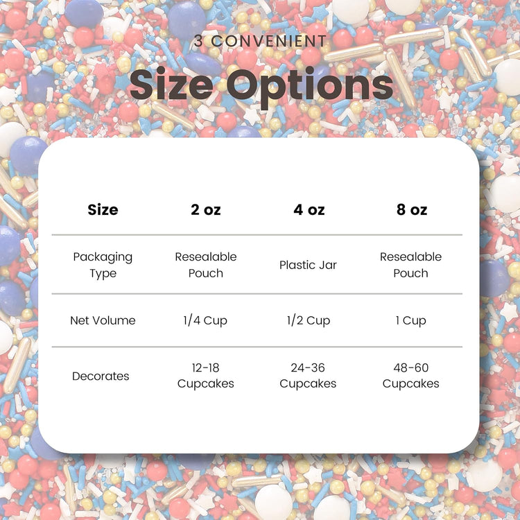 Sprinkle Pop Old Glory Sprinkle Mix| Red White Blue Sprinkles with Gold Metallics| Decorating Patriotic Sprinkles Made in USA for 4th of July Independence Day Cakes Cupcakes Donuts Cookies, 4oz