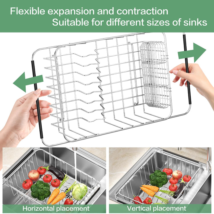 Large Dish Drainer Rack in Sink Adjustable