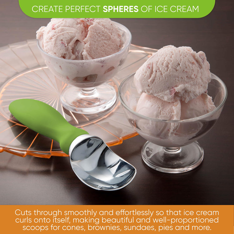 Heavy Duty Metal Ice Cream Scoop with Soft Grip Handle