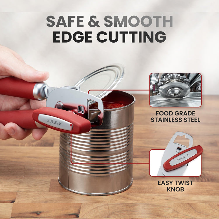 Heavy Duty Stainless Steel Can Opener Manual with Bottle Opener