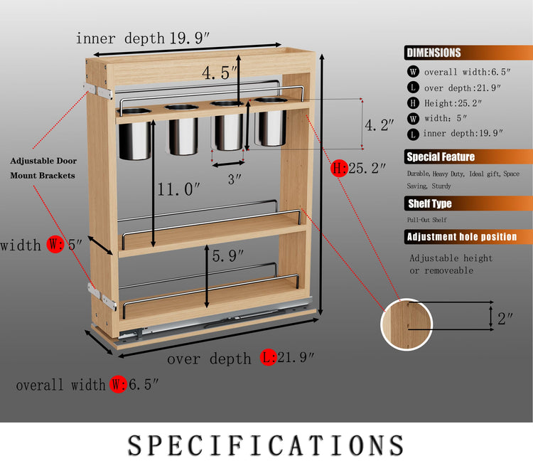 Pull Out Spice Rack Cabinet Organizer