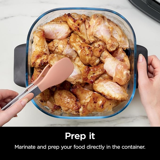 Ninja 4-QT CleanCrisp™ Glassware Container with Storage lid, Compatible with Ninja Crispi Portable Cooking System, Microwave, Freezer & Dishwasher Safe, PFAS & PTFE Free Glass, XSKSFN4QT