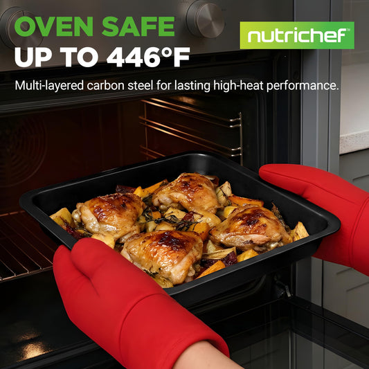 10-Piece Non-Stick Baking Set – Heavy-Duty Carbon Steel Bakeware Set w/ Cookie Sheets, Muffin Pan, Roasting Pan, Cake Pan, Baking Tray, Pizza Pan – Effortless Food Release & Easy Cleanup