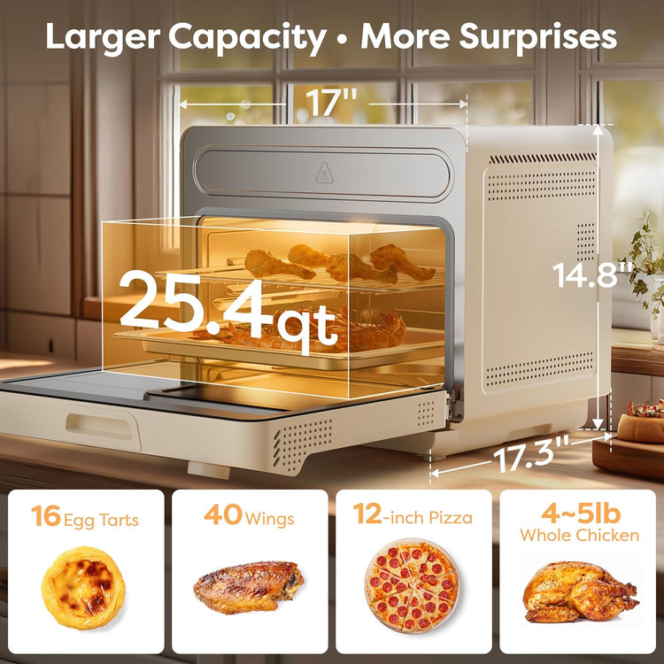 CIARRA Nosh Oven Pro 12-in-1 Countertop Steam Oven with Air Fryer, 25.4QT Steam Air Fryer Oven Combo, Convection Steam Oven Toaster with Rapid Steam, Bake, Steam Self-Clean, Dehydrate, Ferment, White